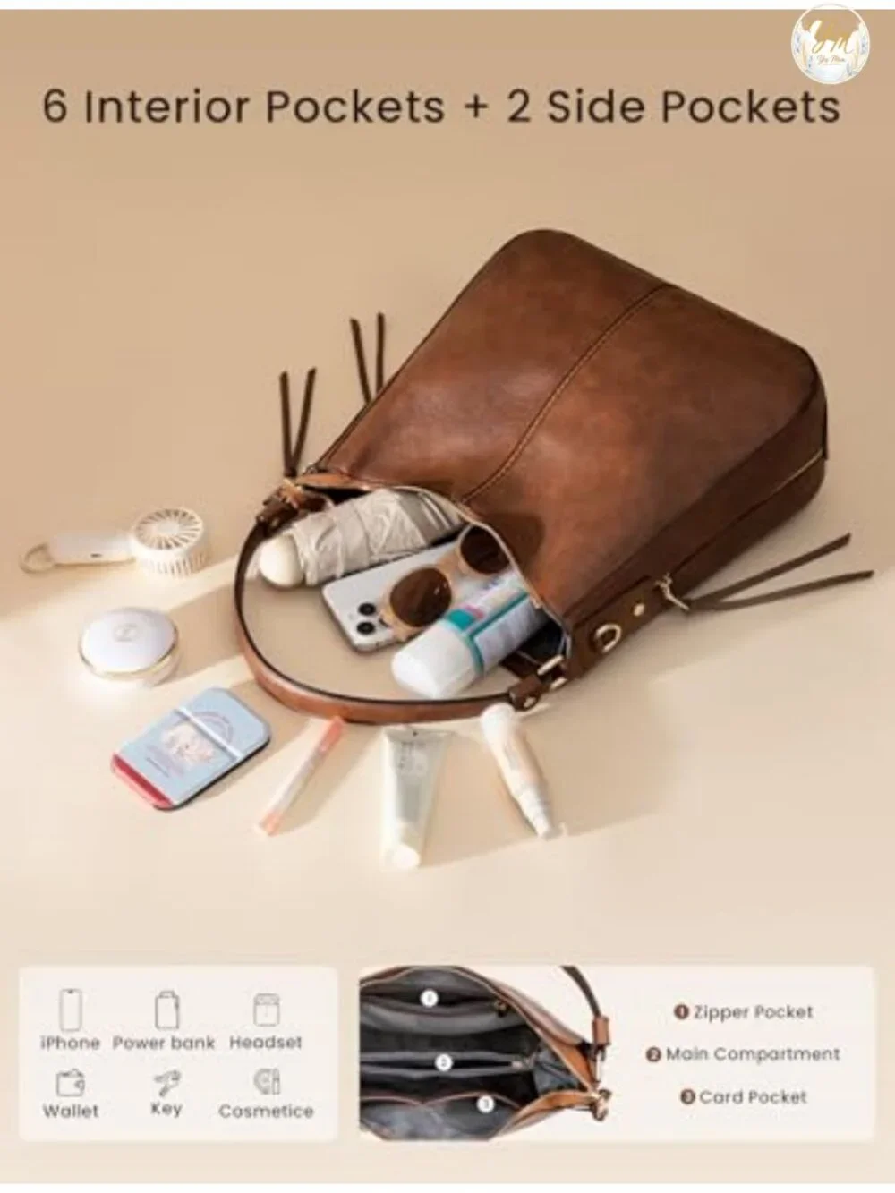 Hobo Crossbody Bag for Women, Designer Shoulder Purse Handbags, Faux Leather
